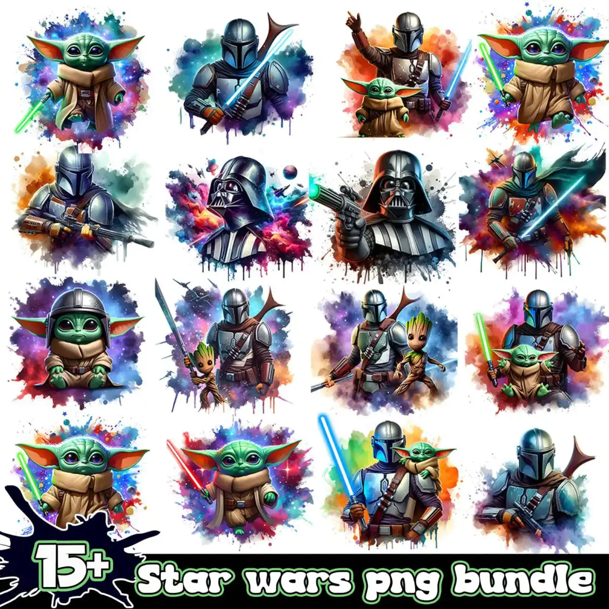starwarspngbundle.jpg Star wars Splash and Watercolor png bundle