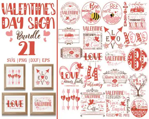 21 Valentine's day sign SVG, Valentines bundle, Valentine Design Digital Download VLT29122207
