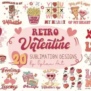 vlt15122207.png Retro Valentines collage with kawaii coffee cups, pizza slices, chocolate bar and I LOVE YOU A Latte lettering