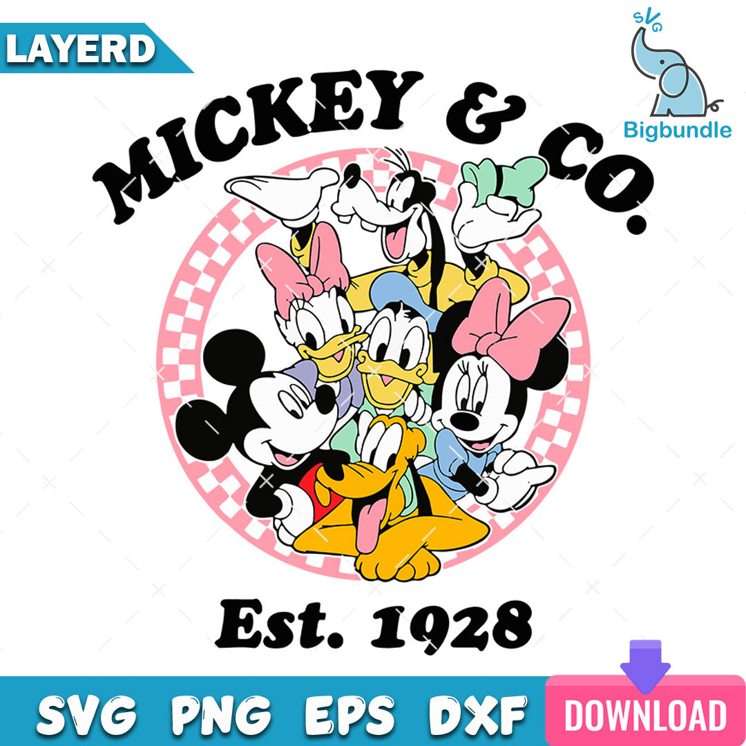 Vintage Mickey and Company SVG DXF EPS PNG Cut File