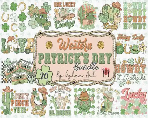 20 Western St. Patrick's png sublimation design bundle,Irish Day png, St. Patrick's png bundle, digital download