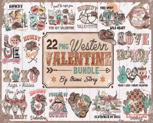 22+ Western Valentine bundle, Valentine's day PNG, Valentines sublimation Design Digital Download VLT29122203