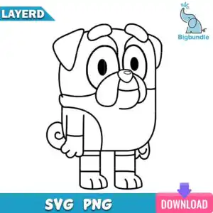 wintonoutlineblueysvg.jpg Outline line art of Winton Bluey cartoon bulldog with floppy ears and curled tail