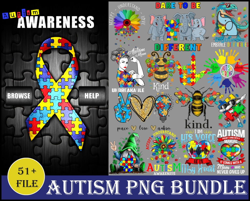AUTISM PNG BUNDLE, Autism Puzzle png, Autism Awareness png, Autism Mom png,Be Kind png,Puzzle Piece png, Heart Quotes