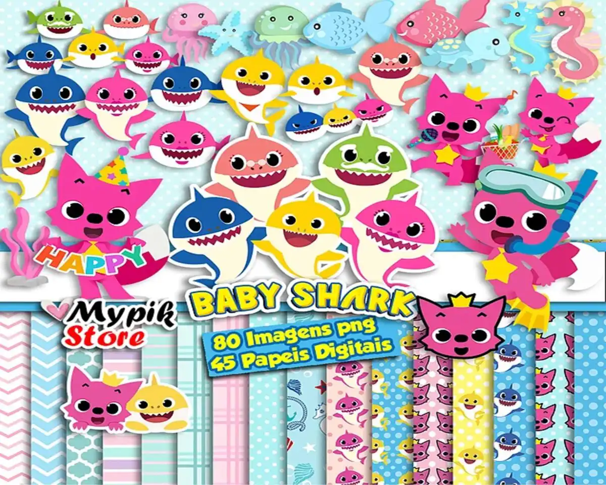 babyshark.jpg Baby shark clipart PNG, Printable png cut for Cricut / Silhouette, Baby shark digital papers, instant download