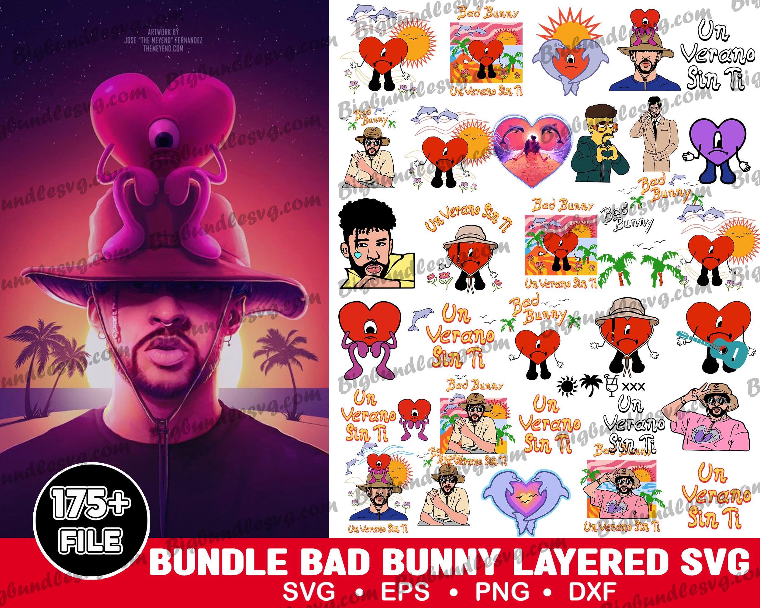 Bad Bunny SVG, Bundle bad bunny layered svg