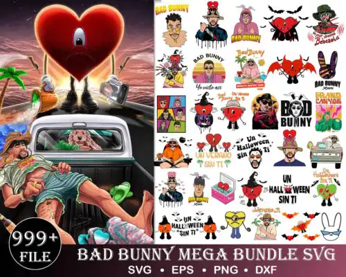 badbunny999bundlemockup2.jpg 999+ Bad Bunny 4 formats, Bad Bunny SVG, Bad Bunny svg, png, eps, dxf, Digital download.