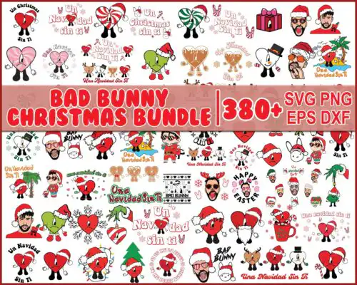 badbunnychristmas380_ver2.jpg Version 2 - 380+ Christmas Bad Bunny, Xmas 2022 Bad Bunny digital designs, Bad Bunny svg, png, eps, dxf, Digital download.