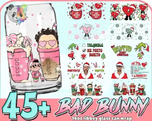 45+ Christmas Bad Bunny Glass Can Wrap Png, Coffee Bad Bunny 16oz Png, Merry Christmas Tumbler Png, Baby Benito Png, Wrap Digital Download CRM10112201