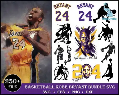 Basketball kobe bryant svg bundle 200+ svg, png, dxf, pdf