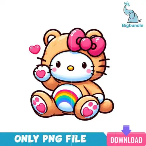 Hello Kitty Pink and Orange Care Bear PNG