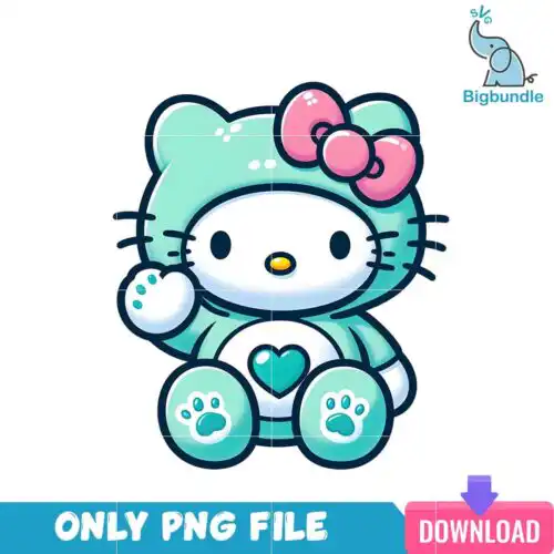 Hello Kitty Mint Green Care Bear PNG