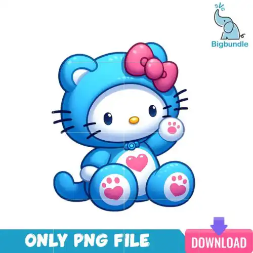 Hello Kitty Blue Care Bear PNG