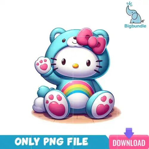 Hello Kitty Mint Blue Care Bear PNG