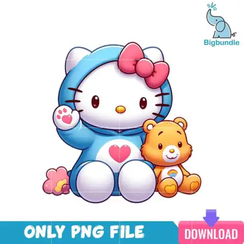 Hello Kitty Baby Blue Care Bear PNG