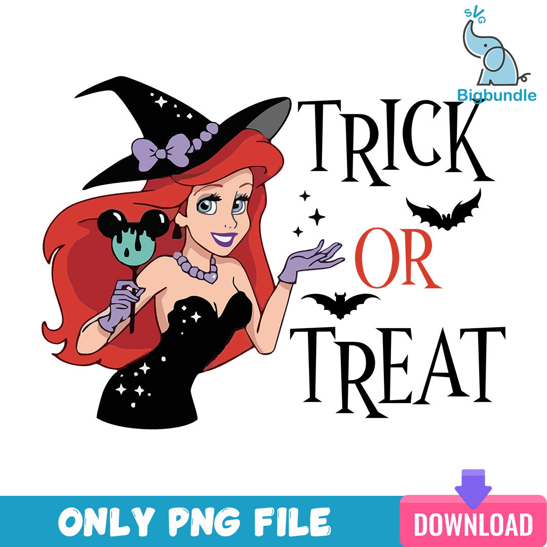 Ariel Trick On Treat Png, Disney Princess Halloween Png, SG08072327