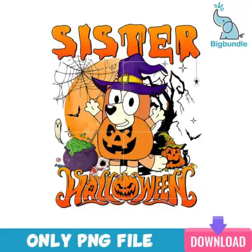 Sister Bluey Halloween Png, Bluey Family Halloween Png, SG08072310