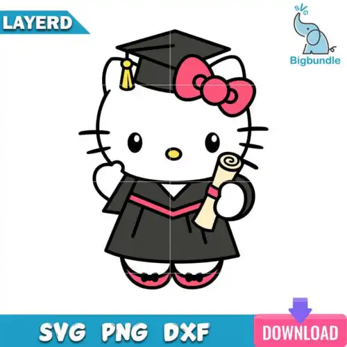 Graduate Hello Kitty Svg, Hello Kitty Svg, Cartoon Svg, SG19062319