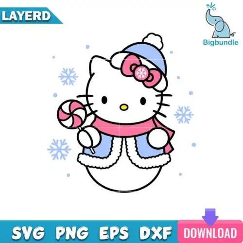 Hello Kitty Snowman Svg, Hello Kitty Svg, Cartoon Svg, SG20062327