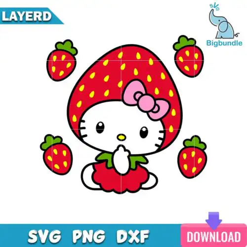 Hello Kitty Strawberry Svg, Hello Kitty Svg, Instant Download, SG19062325