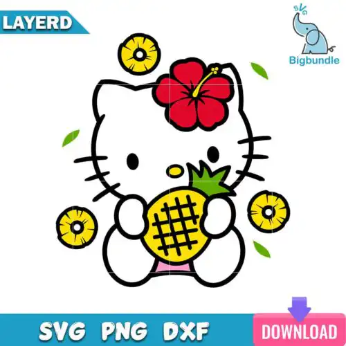 Pineapple Hello Kitty Svg, Hello Kitty Svg, Cartoon Svg, SG19062341