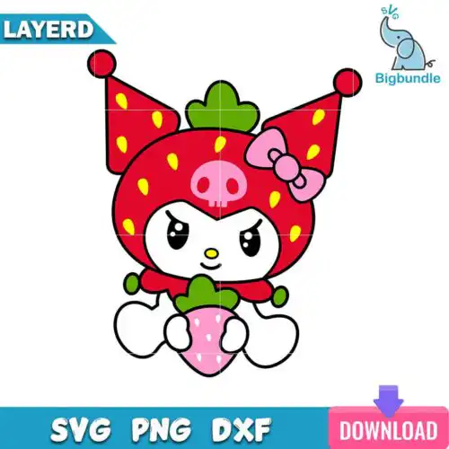 bigbundle-Strawberry_Kuromi.jpg Strawberry Kuromi Svg, Hello Kitty Svg, Sanrio Svg, SG19062349