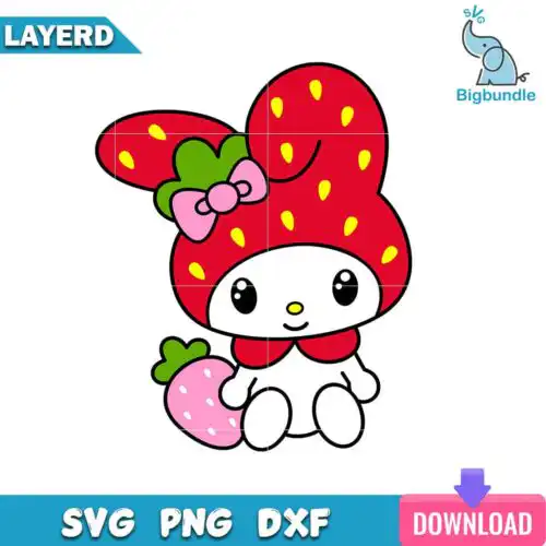 bigbundle-Strawberry_My_Melody.jpg Strawberry My Melody Svg, Hello Kitty Svg, Sanrio Svg, SG19062350