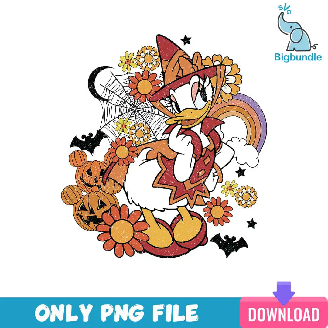 Daisy Duck Halloween Floral Png, Disney Halloween Png, SG08072317