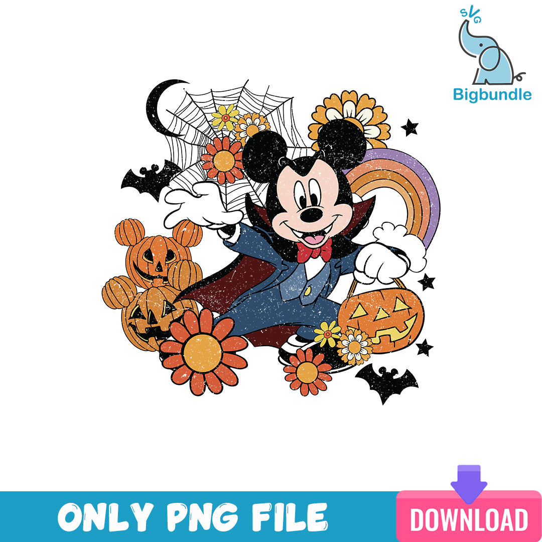 Mickey Halloween Floral Png, Disney Halloween Png, SG08072320