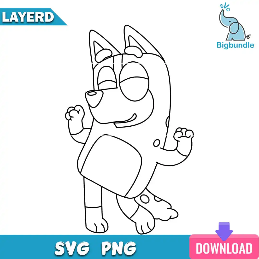 Bingo outline svg, bluey svg, digital download.