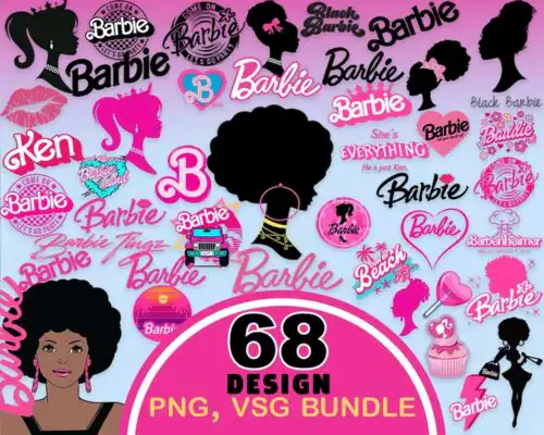 blackbarbiebundle5.99.jpg Black Barbi SVG PNG Icons Bundle Layered Clipart, Instant download