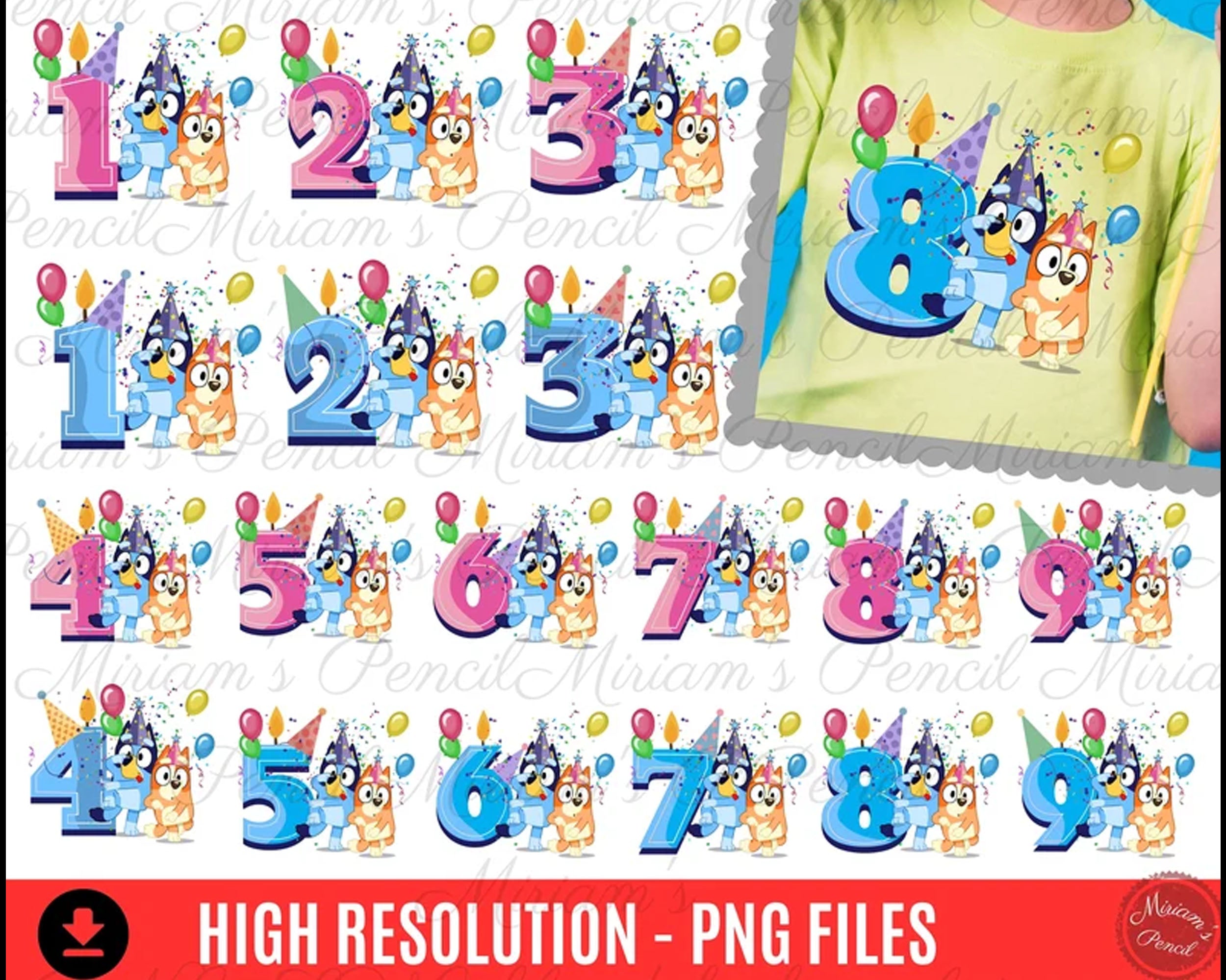Bluey Birthday PNG Download, Bluey & Bingo Birthday PNG, Digital download