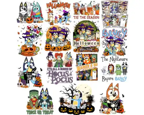 New Bluey Halloween Png Bundle, Bluey png bundle instant download