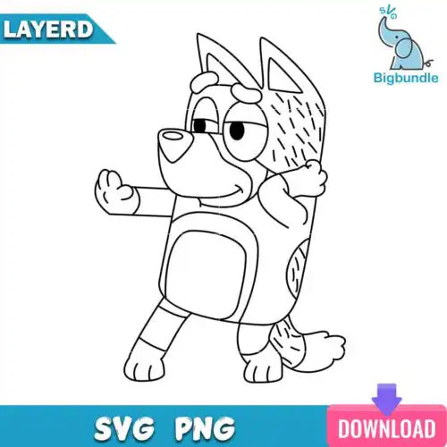 Bluey bandit outline svg, bluey svg, digital download.