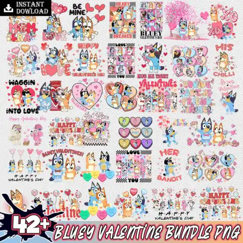 Bluey valentine png bundle trending 2024