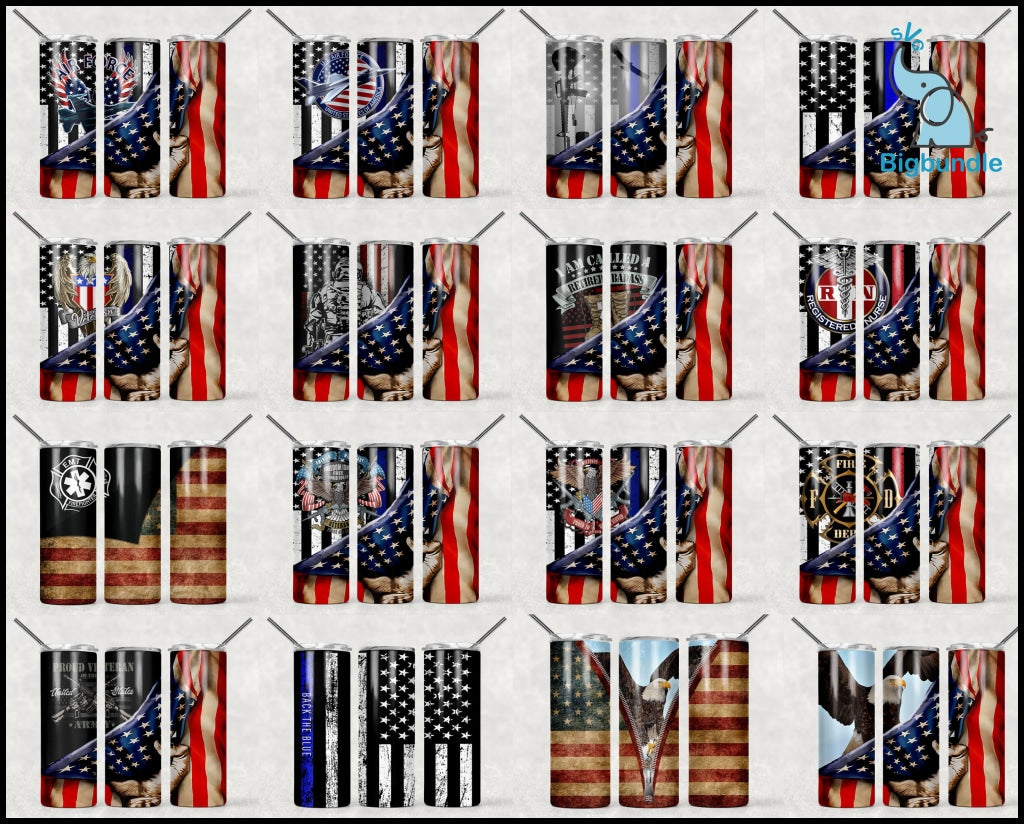 Bundle of 23+ Army Veteran Nurse Fire Fighter USA Flag Sublimation Designs Downloads
