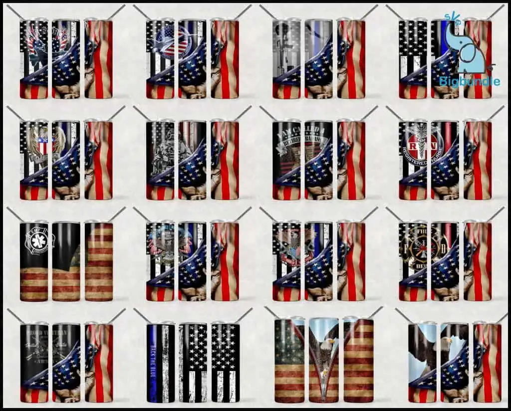 Bundle of 23+ Army Veteran Nurse Fire Fighter USA Flag Sublimation Designs Downloads