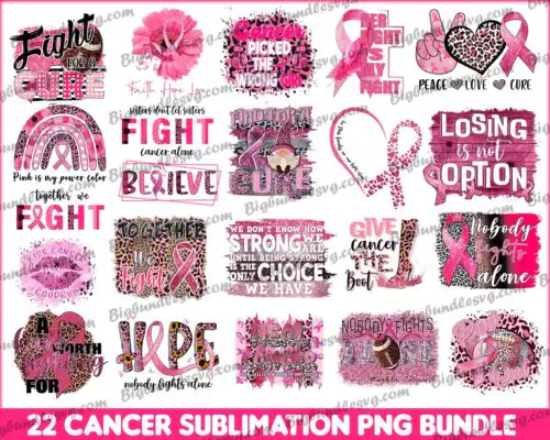 Cancer sublimation bundle - Digital Dowload