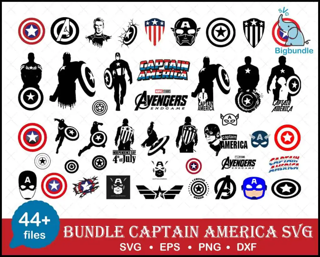 Captain America SVG Bundle, Captain America Vectors, Marvel