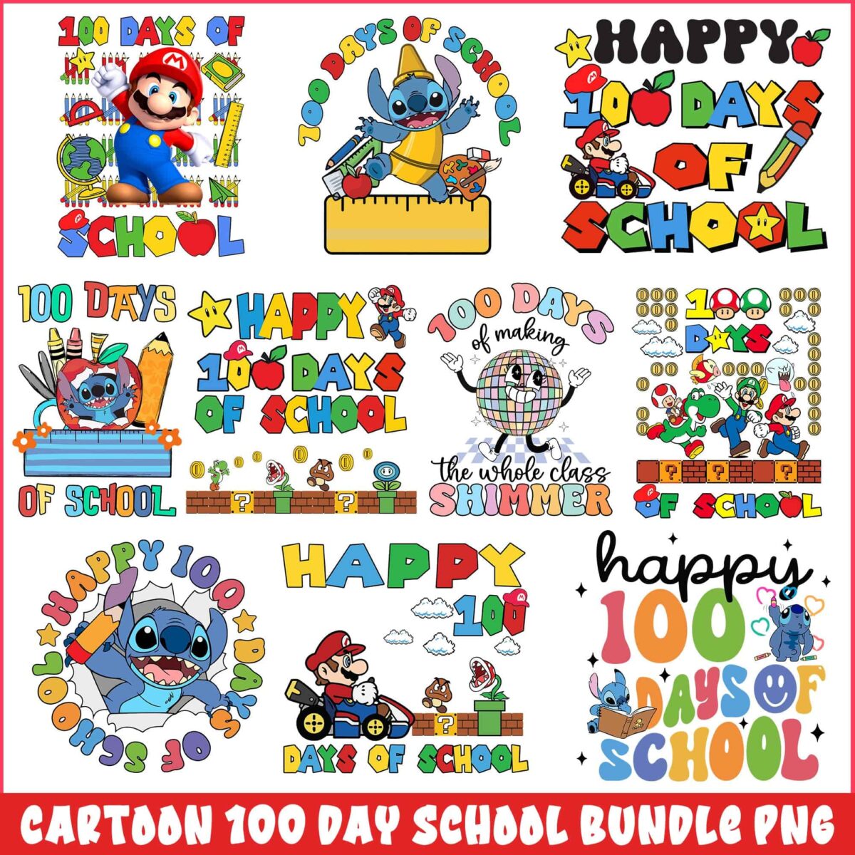 cartoon100dayschoolbundlepng