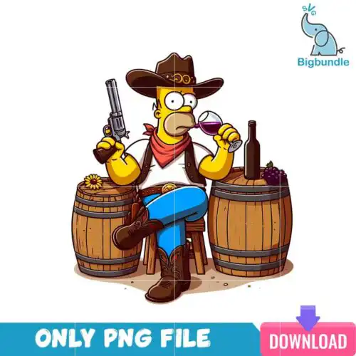 Homer Cartoon Cowboy Era PNG