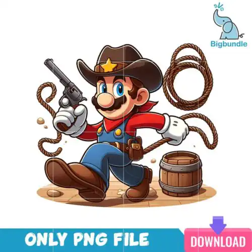 Mario Cartoon Cowboy Era PNG