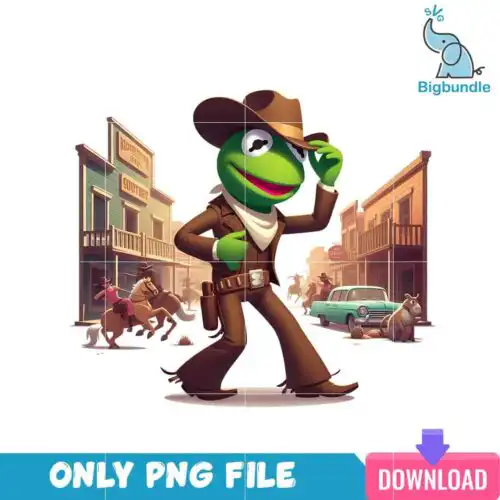 Kermit Cartoon Cowboy Era PNG