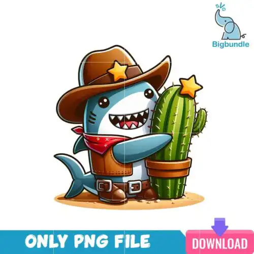 Shark Cartoon Cowboy Era PNG