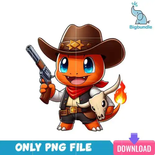 Charmander Cartoon Cowboy Era PNG