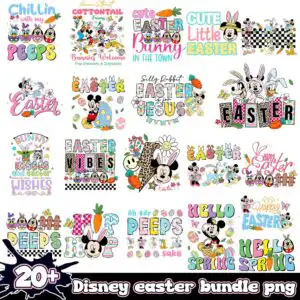 cartooneasterbundlepng.jpg Easter bundle preview with Mickey and friends, bunny ears and Happy Easter lettering