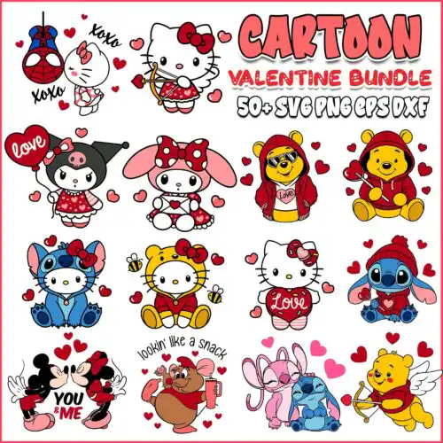 Cartoon Valentine svg Bundle trending 2024