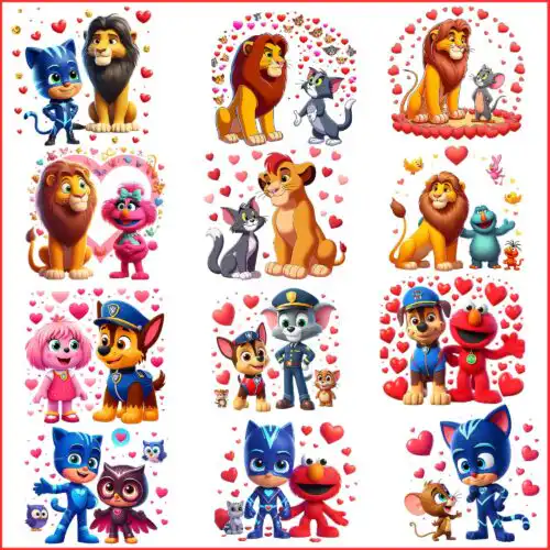 Cartoon valentine png bundle ver 4
