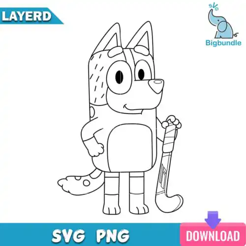 Chilli bluey outline svg, bluey svg, digital download.