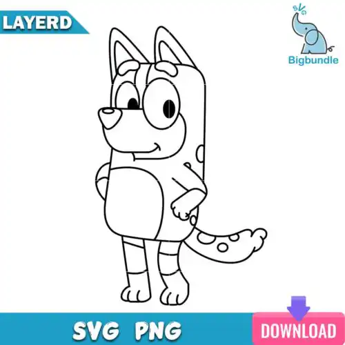 Bluey mom outline svg, bluey svg, digital download.